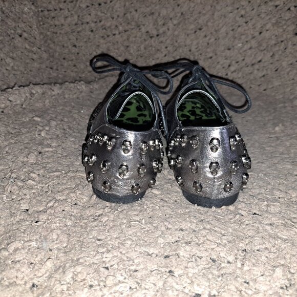 ABBEY DAWN-Skull Shoes-Silver Lace-Up-Avril Lavigne-Sz 38-NEW/NO BOX - Picture 6 of 8